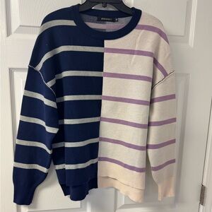 Moussy Navy and Cream Striped Sweater